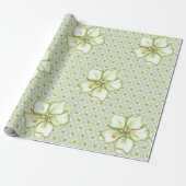 Hibiscus & kant WIT Cadeaupapier (Uitgerold)