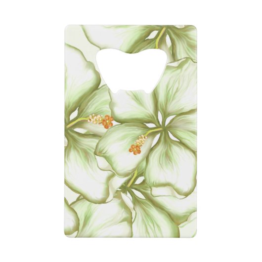 Hibiscus & kant WIT Creditkaart Flessenopener (Voorkant)