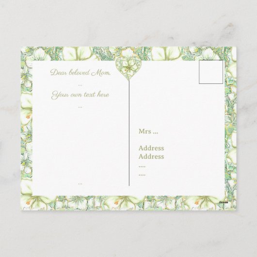 Hibiscus & kant WIT Feestdagenkaart (Achterkant)