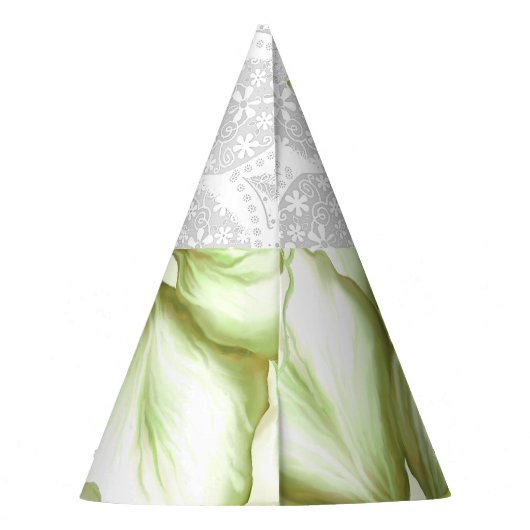 Hibiscus & kant WIT Feesthoedjes (Achterkant)