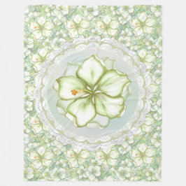 Hibiscus & kant WIT Fleece Deken