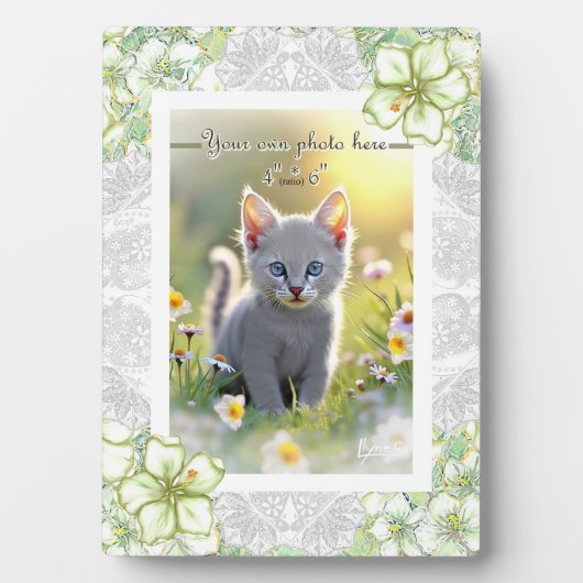 Hibiscus & kant WIT Fotoplaat (voorkant)