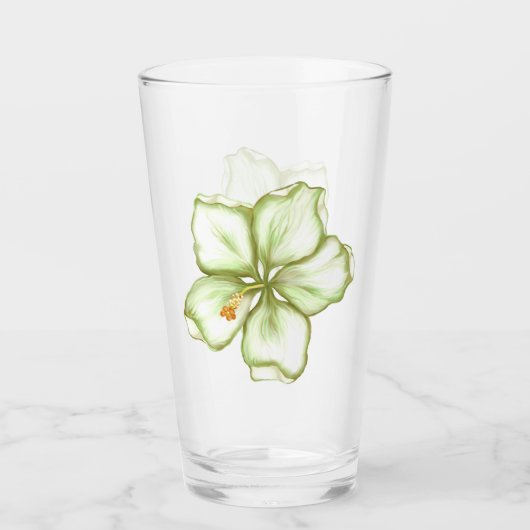 Hibiscus & kant WIT Glas (Voorkant)
