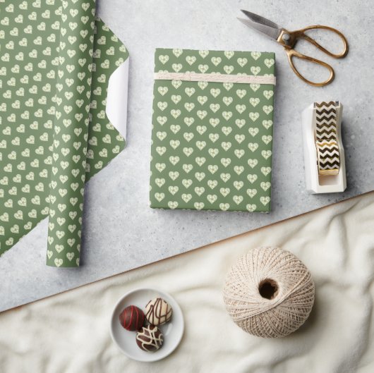 Hibiscus & kant WIT groen Cadeaupapier (Crafts)