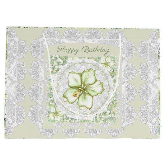 Hibiscus & kant WIT Groot Cadeauzakje (Achterkant)