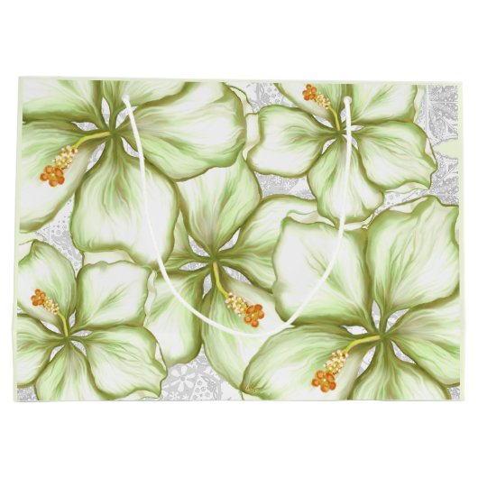 Hibiscus & kant WIT Groot Cadeauzakje (Achterkant)