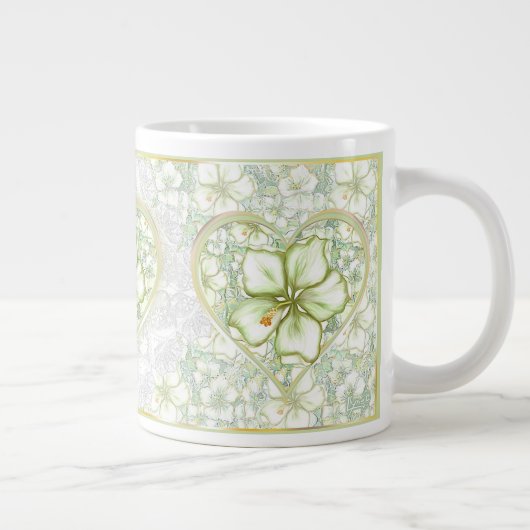 Hibiscus & kant WIT Grote Koffiekop (Rechts)