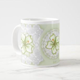 Hibiscus & kant WIT Grote Koffiekop
