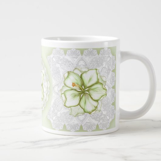 Hibiscus & kant WIT Grote Koffiekop (Rechts)