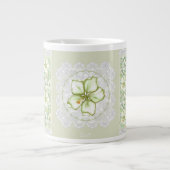 Hibiscus & kant WIT Grote Koffiekop (Voorkant)