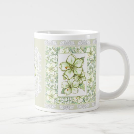 Hibiscus & kant WIT Grote Koffiekop (Rechts)