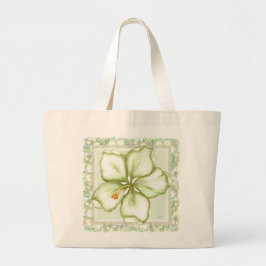Hibiscus & kant WIT Grote Tote Bag