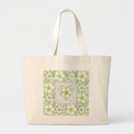 Hibiscus & kant WIT Grote Tote Bag