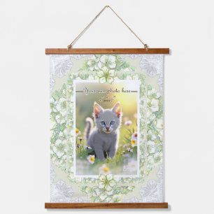 Hibiscus & kant WIT Hangend Wandkleed