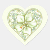 Hibiscus & kant WIT Hart Sticker (Voorkant)