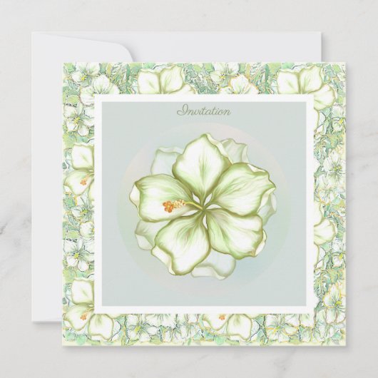 Hibiscus & kant WIT Kaart (Voorkant)