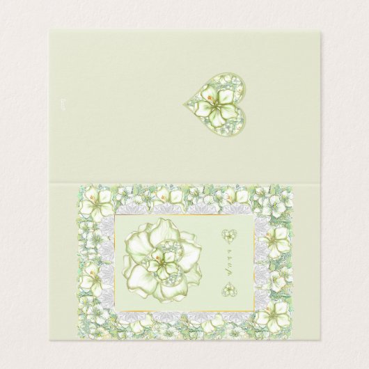 Hibiscus & kant WIT Kaart (Buitenkant ongevouwen)