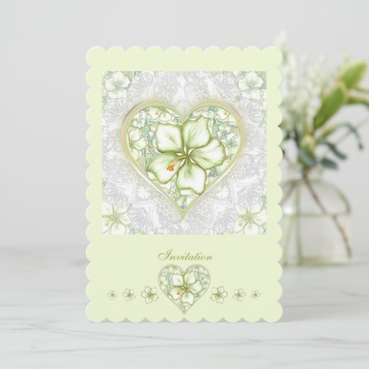 Hibiscus & kant WIT Kaart (Staand voorkant)