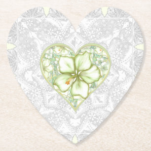 Hibiscus & kant WIT Kartonnen Onderzetters