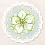 Hibiscus & kant WIT Kartonnen Onderzetters (Voorkant)