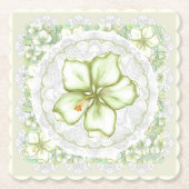 Hibiscus & kant WIT Kartonnen Onderzetters (Voorkant)