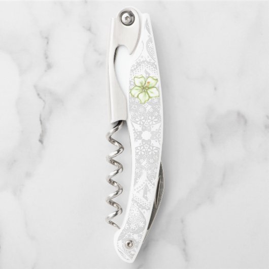 Hibiscus & kant WIT Kurkentrekker (Voorkant)