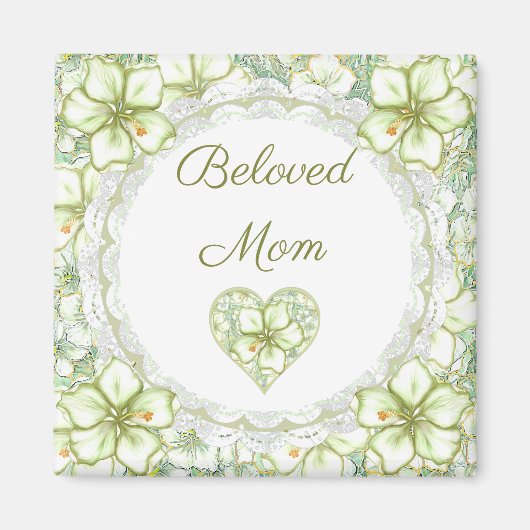 Hibiscus & kant WIT Magneet (Voorkant)