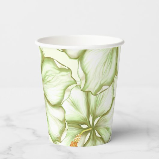 Hibiscus & kant WIT Papieren Bekers (Achterkant)