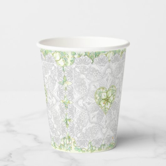 Hibiscus & kant WIT Papieren Bekers (Achterkant)