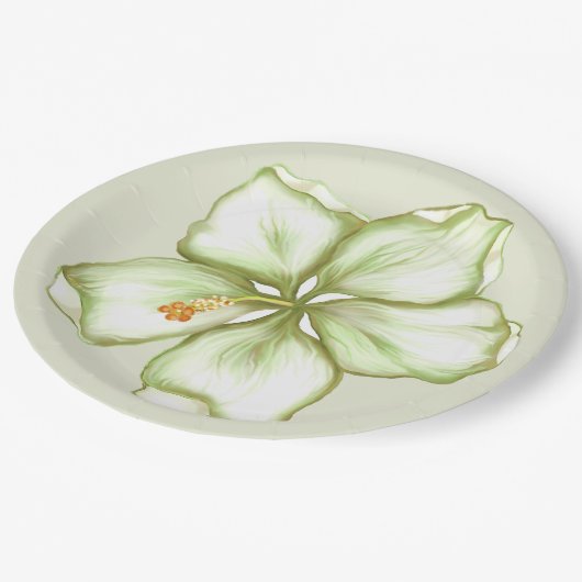 Hibiscus & kant WIT Papieren Bordje (Gekanteld)