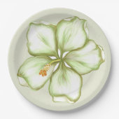 Hibiscus & kant WIT Papieren Bordje (Voorkant)