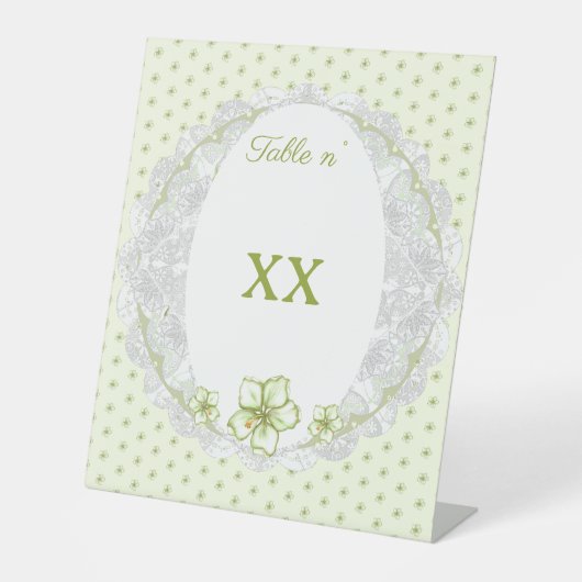 Hibiscus & kant WIT Reclamebord Met Voetstuk (Voorkant)