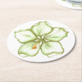 Hibiscus & kant WIT Ronde Kartonnen Onderzetter (Gebogen)