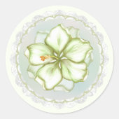 Hibiscus & kant WIT Ronde Sticker (Voorkant)