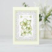 Hibiscus & kant WIT RSVP Kaartje (Staand voorkant)