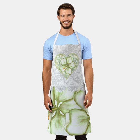 Hibiscus & kant WIT Schort (Gedragen)