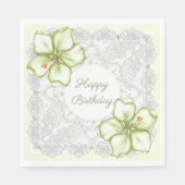 Hibiscus & kant WIT Servet (Voorkant)