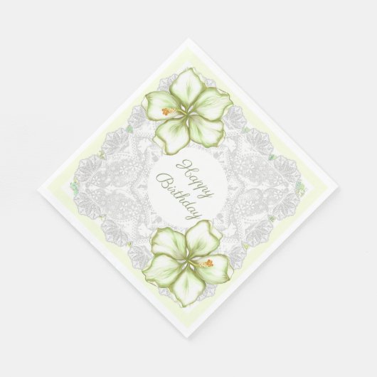 Hibiscus & kant WIT Servet (Hoek)