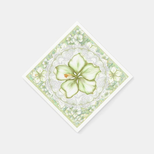Hibiscus & kant WIT Servet (Hoek)