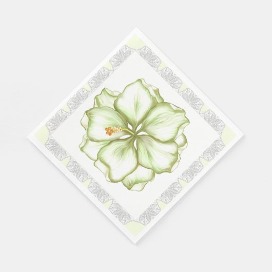 Hibiscus & kant WIT Servet (Hoek)
