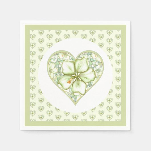 Hibiscus & kant WIT Servet (Voorkant)