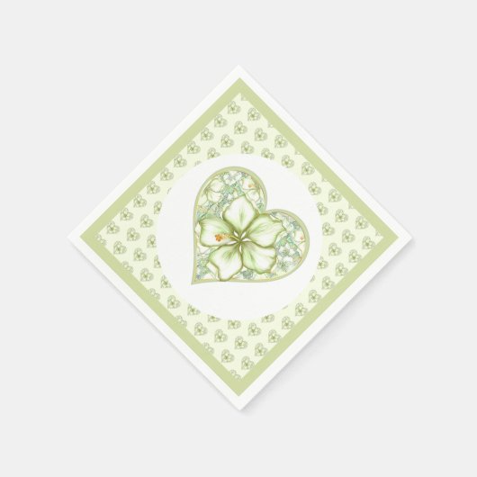 Hibiscus & kant WIT Servet (Hoek)