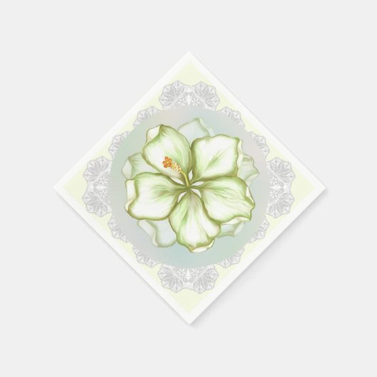 Hibiscus & kant WIT Servet (Hoek)