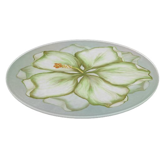 Hibiscus & kant WIT Snijplank (Hoek)