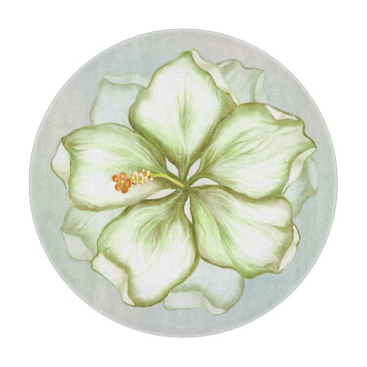 Hibiscus & kant WIT Snijplank (Voorkant)