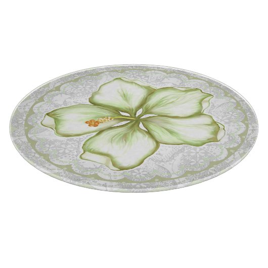 Hibiscus & kant WIT Snijplank (Hoek)