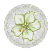 Hibiscus & kant WIT Snijplank (Voorkant)