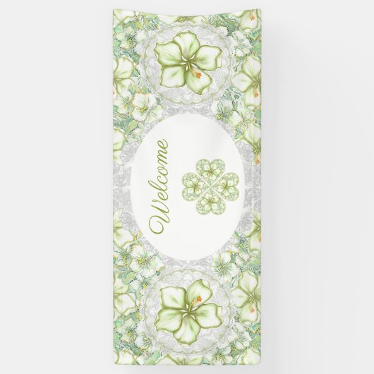 Hibiscus & kant WIT Spandoek (Verticaal)