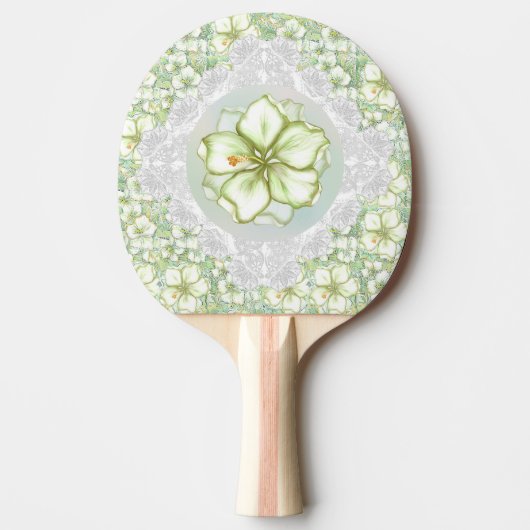 Hibiscus & kant WIT Tafeltennisbatje (Voorkant)