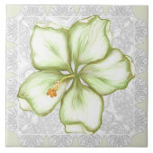 Hibiscus & kant WIT Tegeltje (Voorkant)